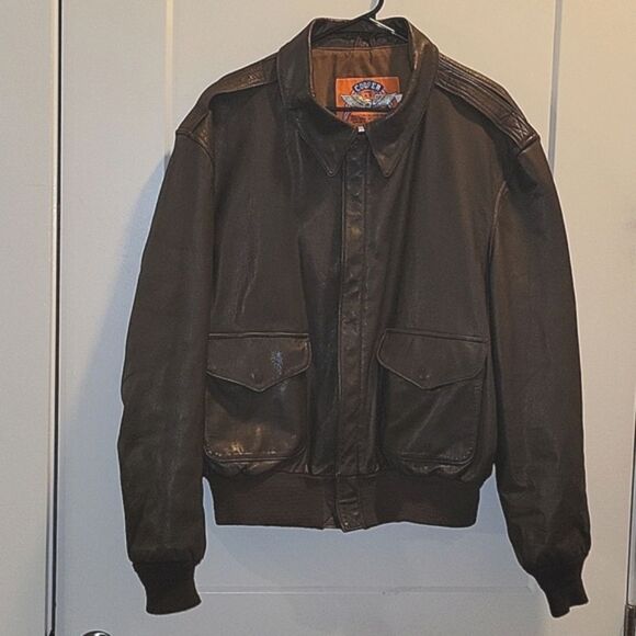 Genuine Cooper A2 Leather Flight Jacket size 48R USA goatskin bomber brown - Picture 1 of 15
